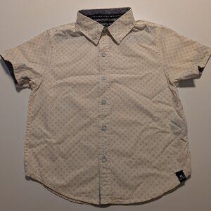 Kenneth Cole Toddler Boys Button Up Shirt Size 4 Beige Geometric Print Short Sle